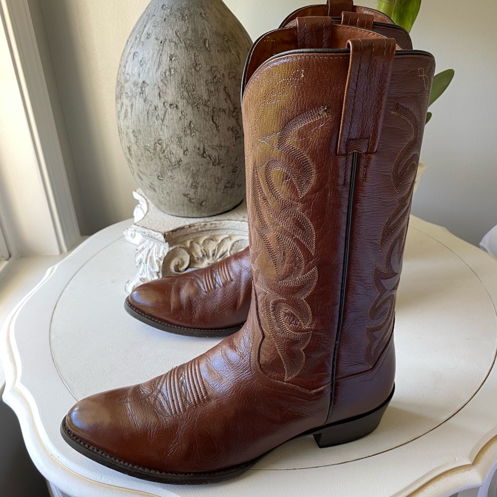 Dan Post Milwaukee Leather 13” Western Cowboy Boots Mens 10.5 Extra Wide Brown - Picture 3 of 9